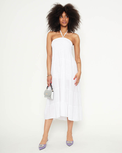 Rochie midi albă PLUS SIZE - Îmbrăcăminte