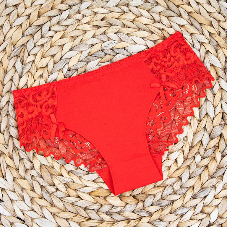 Chiloți de dantelă roșie pentru femei - Lenjerie intimă