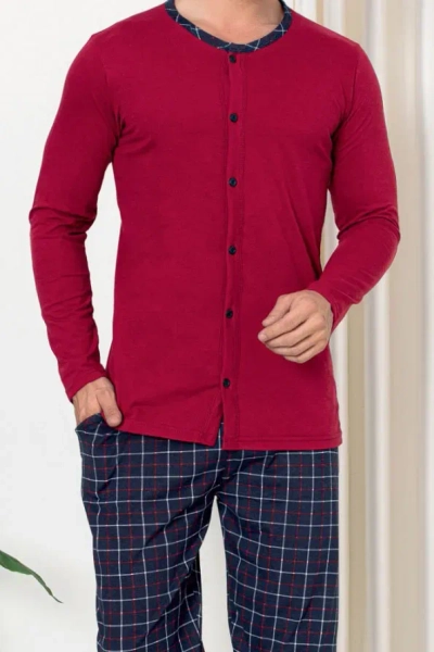 Pijamale bărbați Royalfashion din bumbac cu carouri