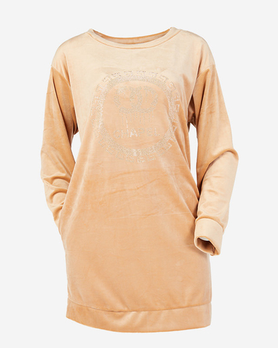 Tunica lunga pentru femei cu zirconiu camel - Imbracaminte