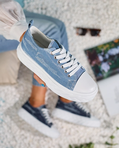 Royalfashion Adidași din denim pentru femei de culoare albastră cu frecare Nerolera