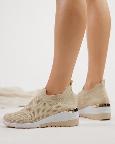 OUTLET Pantofi sport dama bej cu pană Rishmia - Încălțăminte
