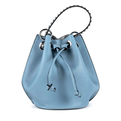 Niebieska torebka na ramię ze srebrnymi dżetami - Torebki