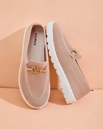 Royalfashion Mocasini de damă din material textil cu ornament auriu Erticae