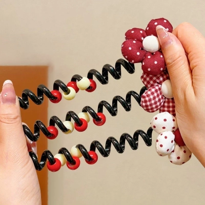 Royalfashion Elastic de păr tip spirală cu fundiță.