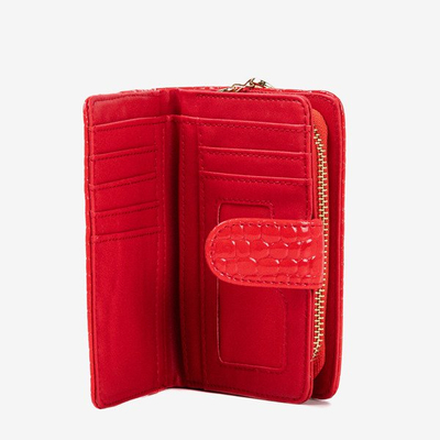 Portofel mic pentru femei roșu, cu relief de animale - Portofel