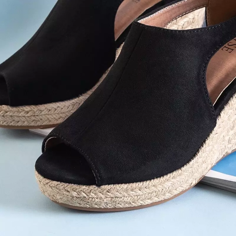 OUTLET Sandale cu toc negru pentru femei Lusia - Încălțăminte