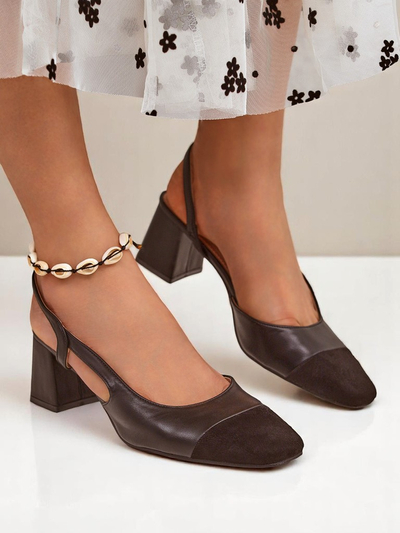 Royalfashion Zapatos de salón de tacón bajo con adorno en la puntera Eleganzo para mujer