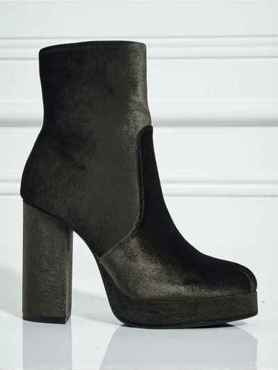 Botine de damă cu toc gros, tip velur Miss