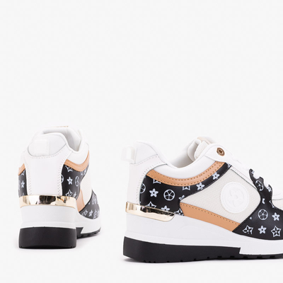 Pantofi sport de damă alb-negru pe pană Anubi - Încălțăminte