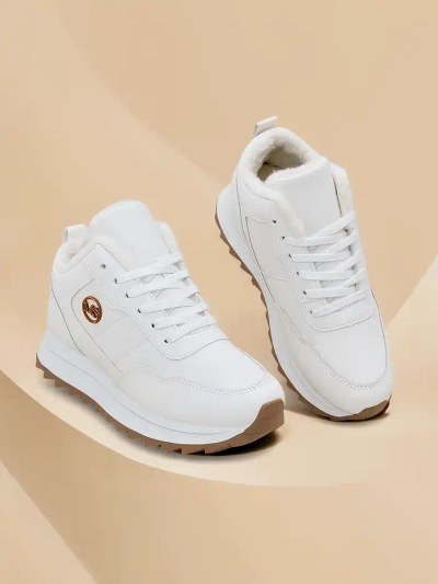 Royalfashion Alba Sneakerși Dama Călduroși Albi Piele Ecologică cu Platformă