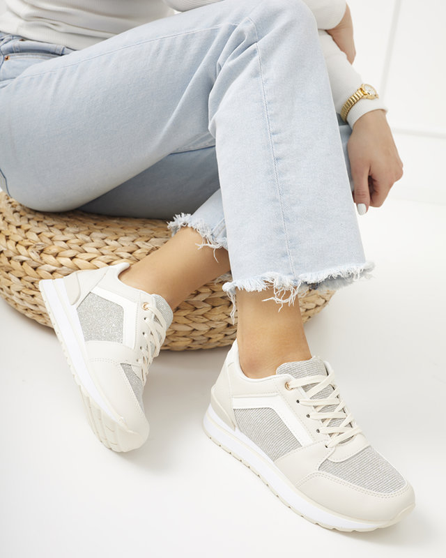 OUTLET Tenisi sport dama bej cu sclipici Berilan - Incaltaminte