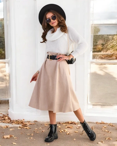 Fustă midi pentru femei Royalfashion a' la suede