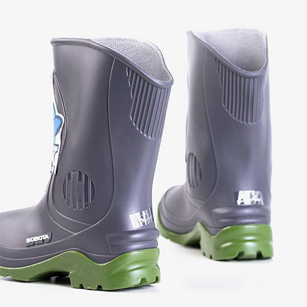 Cizme de ploaie pentru copii Happy Baby verde-gri - Încălțăminte
