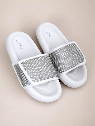 Royalfashion Damskie klapki na płaskiej podeszwie Sparkle Step