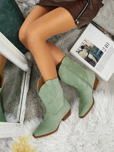 Botine cowboy de damă din piele ecologică întoarsă SpireHush