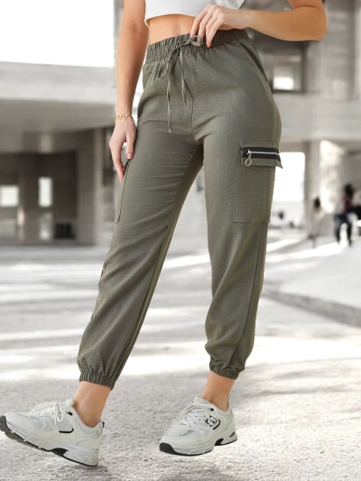 Pantaloni cargo pentru femei Royalfashion cu elastic la capătul picioarelor