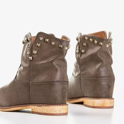 OUTLET Cizme de cowboy maro pe pană Brenda - Pantofi