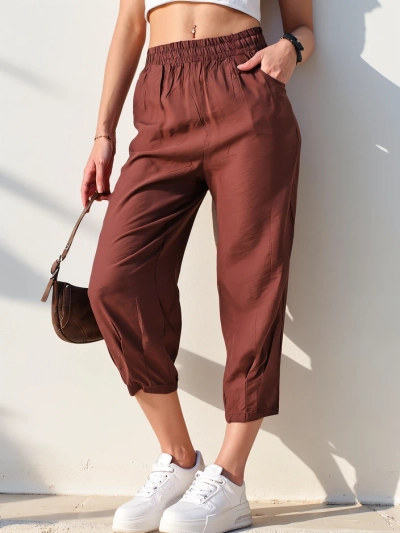 Royalfashion Pantaloni drepți din țesătură pentru femei 7/8