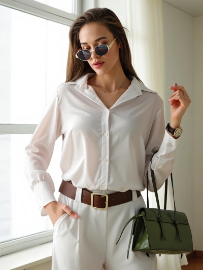 Royalfashion Cămașă de femei similară cu satin