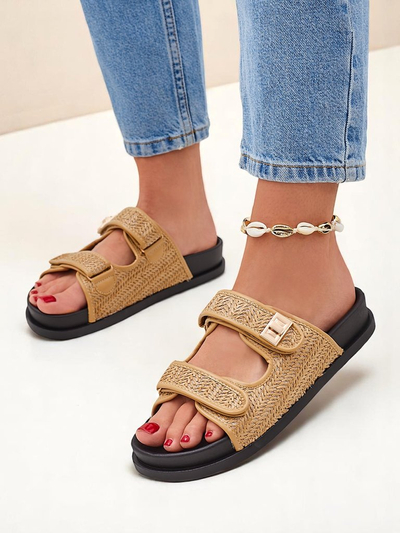 Royalfashion Sandale tip papuci pentru femei cu împletitură Delibeli