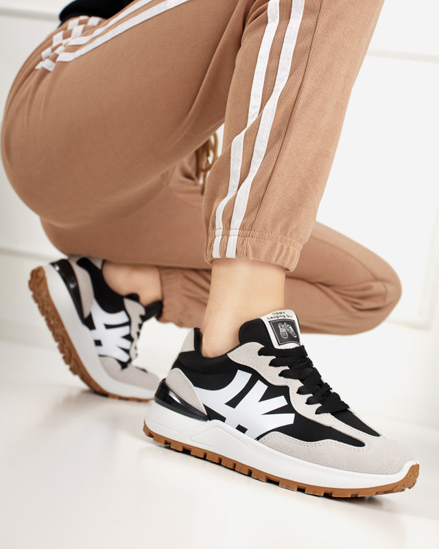 Tenisori de damă negri cu inserții gri Narisa - Încălțăminte