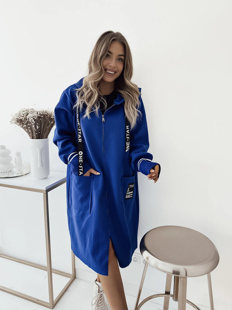 Royalfashion Jachetă de damă până la genunchi în cobalt