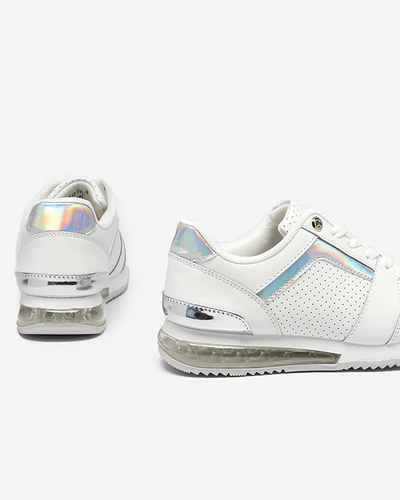 Tenisi de damă albi cu inserție holo Berise - Încălțăminte