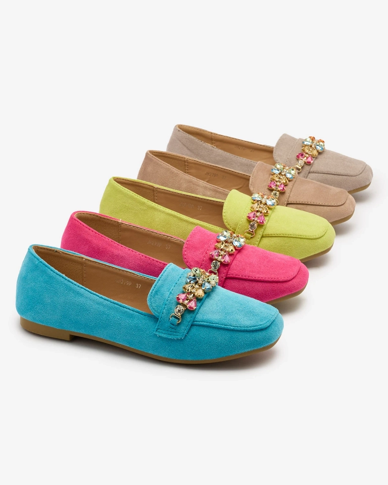 Royalfashion Mocasini pentru femei albastre cu cristale Olkeri