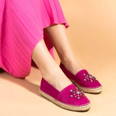 OUTLET Espadrile de damă fucsia cu decorațiuni Lucila - Încălțăminte