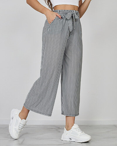 Royalfashion Pantaloni largi 7/8 cu dungi pentru femei