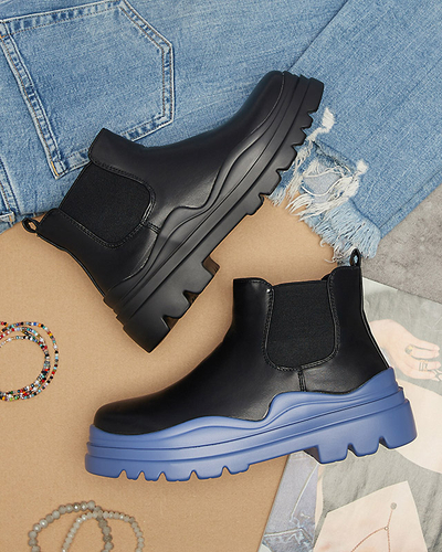 Cizme negre de damă cu slip-on pe talpă Beja mov - Încălțăminte