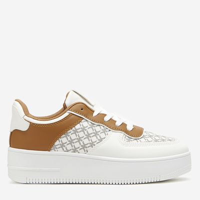 Pantofi sport dama albi cu imprimeu Glou - Incaltaminte