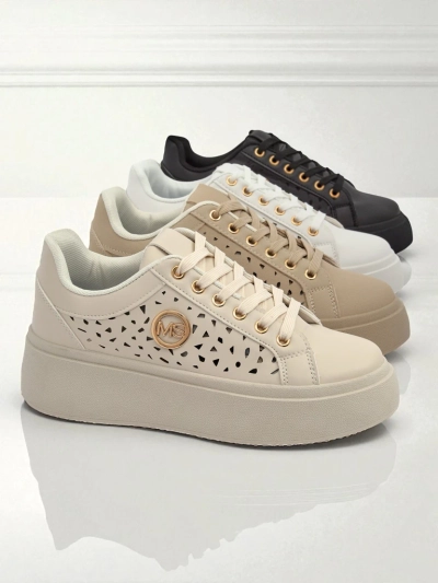 Sneakers pou fanm Ecru sou platfòm Boreas Royalfashion kwi ekolojik