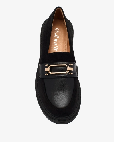 Royalfashion Mocasini negri de damă cu ornament Rarenci