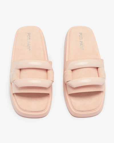 Șlapi de damă roz din eco-suede Omve - Încălțăminte