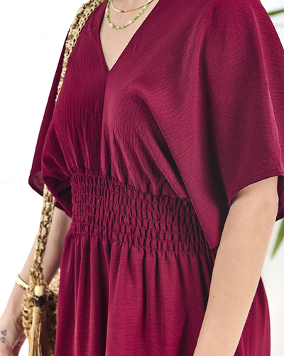 Rochie midi pentru femei maro PLUS SIZE- Îmbrăcăminte