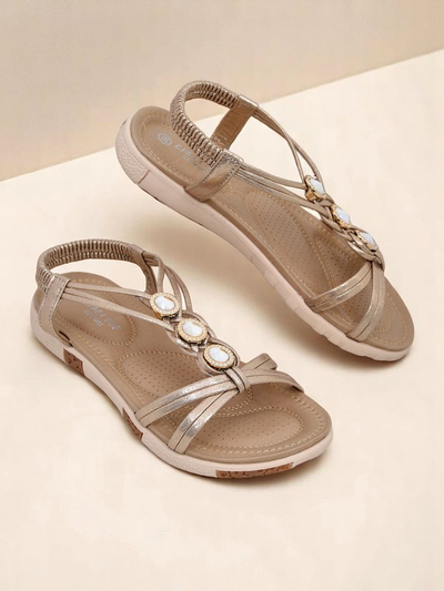 Aurelia Calista lò sandal dam Royalfashion sou yon platfòm ak zirkonyòm