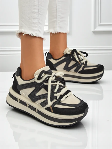 Sneakers platform Selene Nero fu eko-leder blaka gi uma