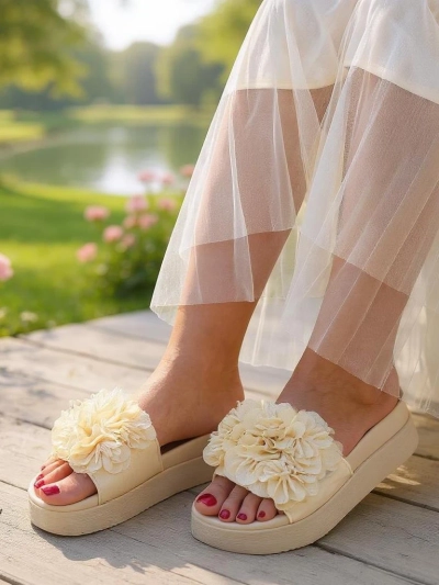 Royalfashion Sandale dama cu flori Frezja