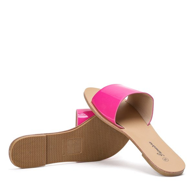 Fuksjowe klapki na płaskiej podeszwie Austis - Obuwie