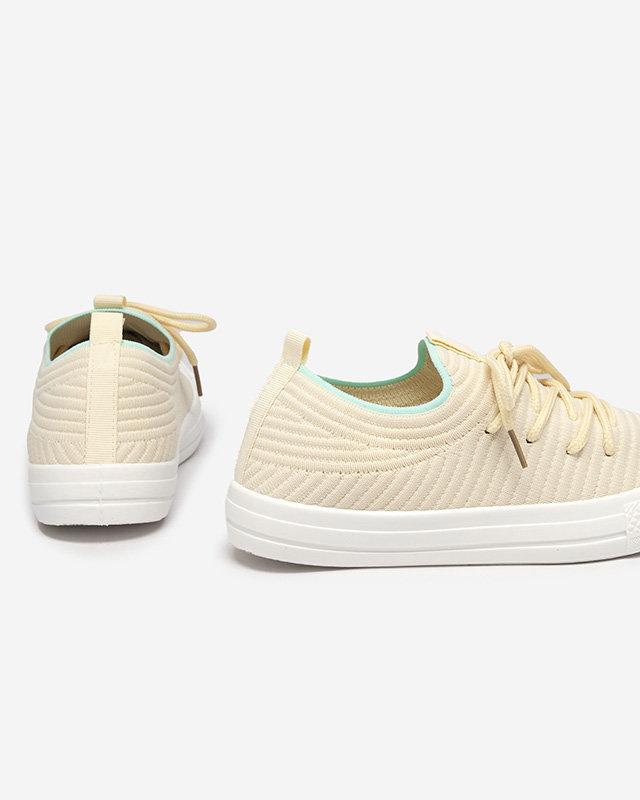 OUTLET Tenisi dama bej cu nervuri Manfer- Incaltaminte