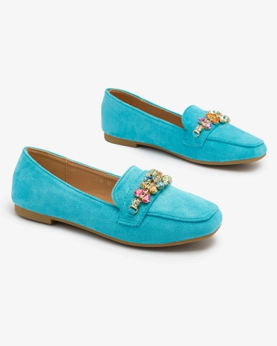 Royalfashion Mocasini pentru femei albastre cu cristale Olkeri