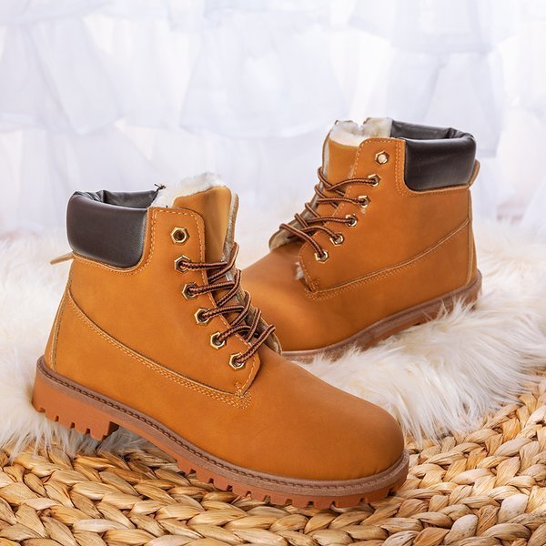 OUTLET Ghete de drumeție pentru copii din piele ecologică maro Zendi - Încălțăminte