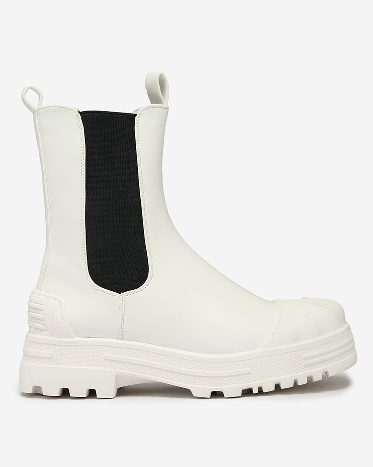 Royalfashion Cizme cu toc plat pentru femei, în alb Yennas