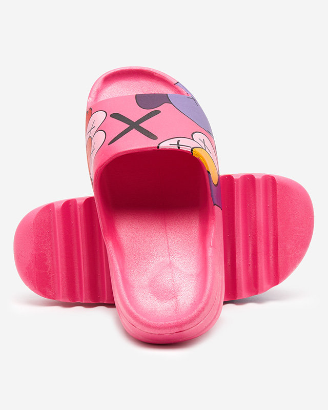 OUTLET Papuci de cauciuc dama fuchsia cu imprimeu Pfizz-Footwear