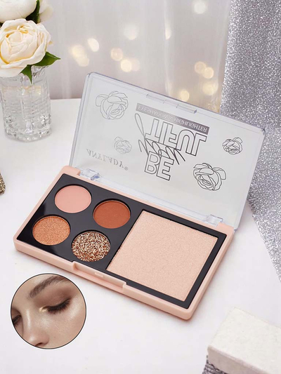 Paleta de 4 farduri de pleoape cu sclipici și iluminator Ruby Glamour