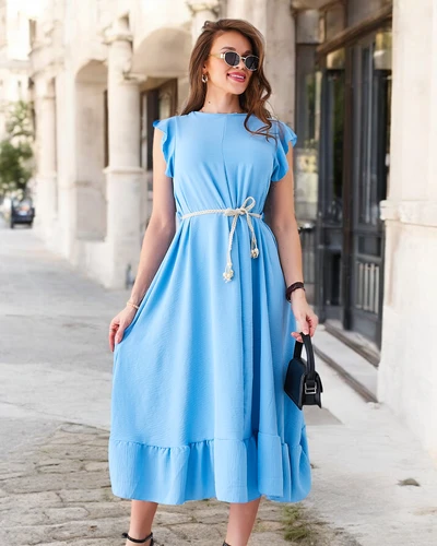 Rochie midi Royalfashion pentru femei cu volane și mâneci scurte