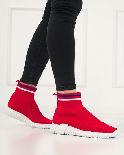 OUTLET Pantofi sport roșii de damă cu glezne înalte by Deloni - Încălțăminte