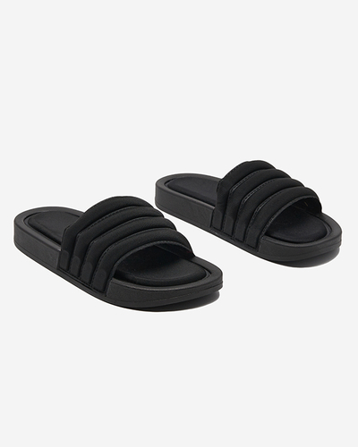 Papuci de damă cu dungi în negru Lenira - Încălțăminte